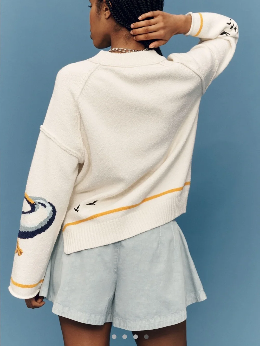 🌊Anthropologie Lost Coast Long-Sleeve Crewneck Sweater Pilcro NEW Small - Picture 3 of 15
